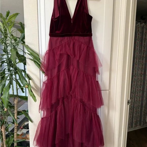 strapless open back dress High Low Organza Tulle Gown  BCBGMAXAZRIA